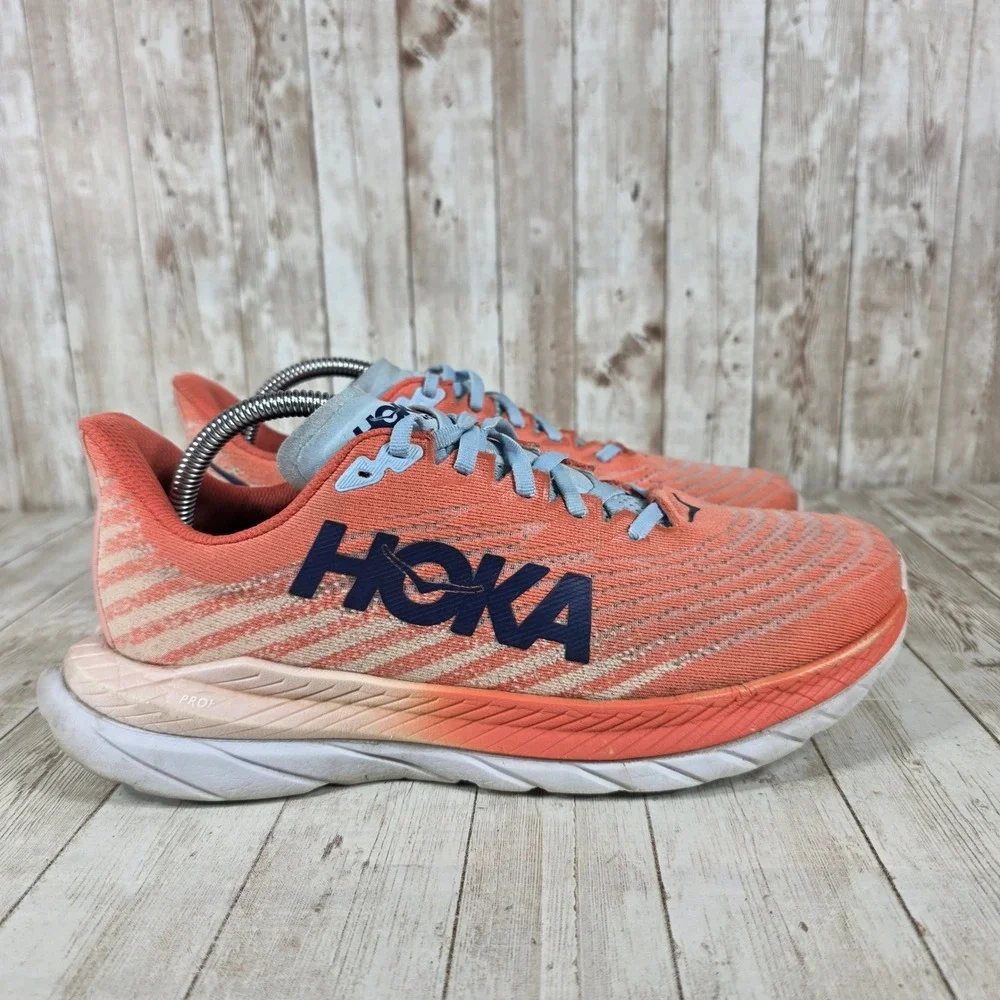 Hoka One One Mach‎ 5 Coral Blue Running Shoes Sneakers Women's Size 9.5